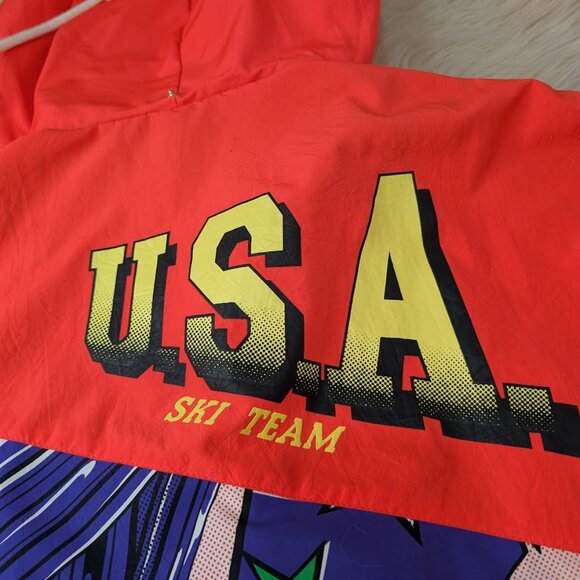 Vintage Goldwin USA Ski Team Windbreaker Comic Book Print All Over Men Large - Picture 15 of 16